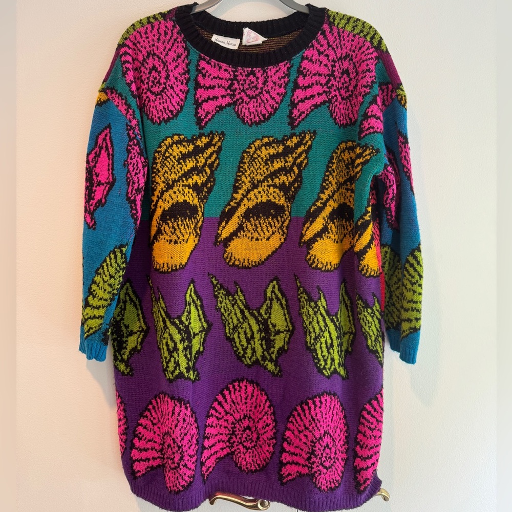 Vintage 80s Betsy Johnson Punk Label Oversized Sweater Dress One Size